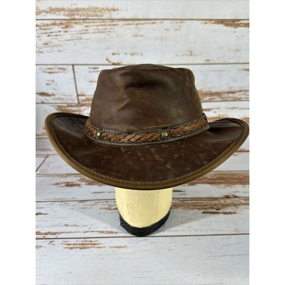 Red Rock Brown Genuine Kangaroo Leather Outback Hat size Medium Australia - Picture 6 of 8